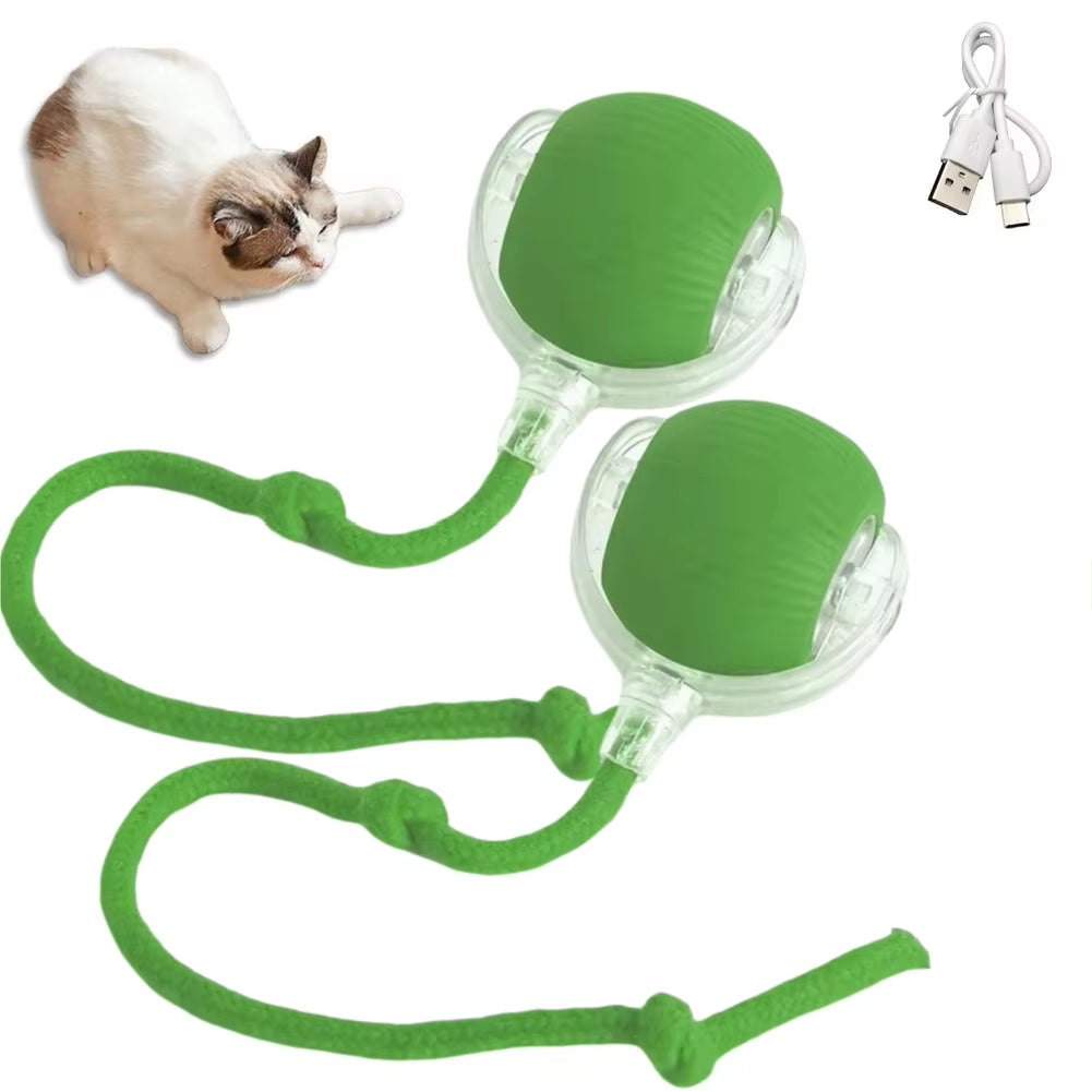 cat interactive ball toys automatic rolling ball faux tail rechargeable smart pet electric toy dog cat training imitate mouse