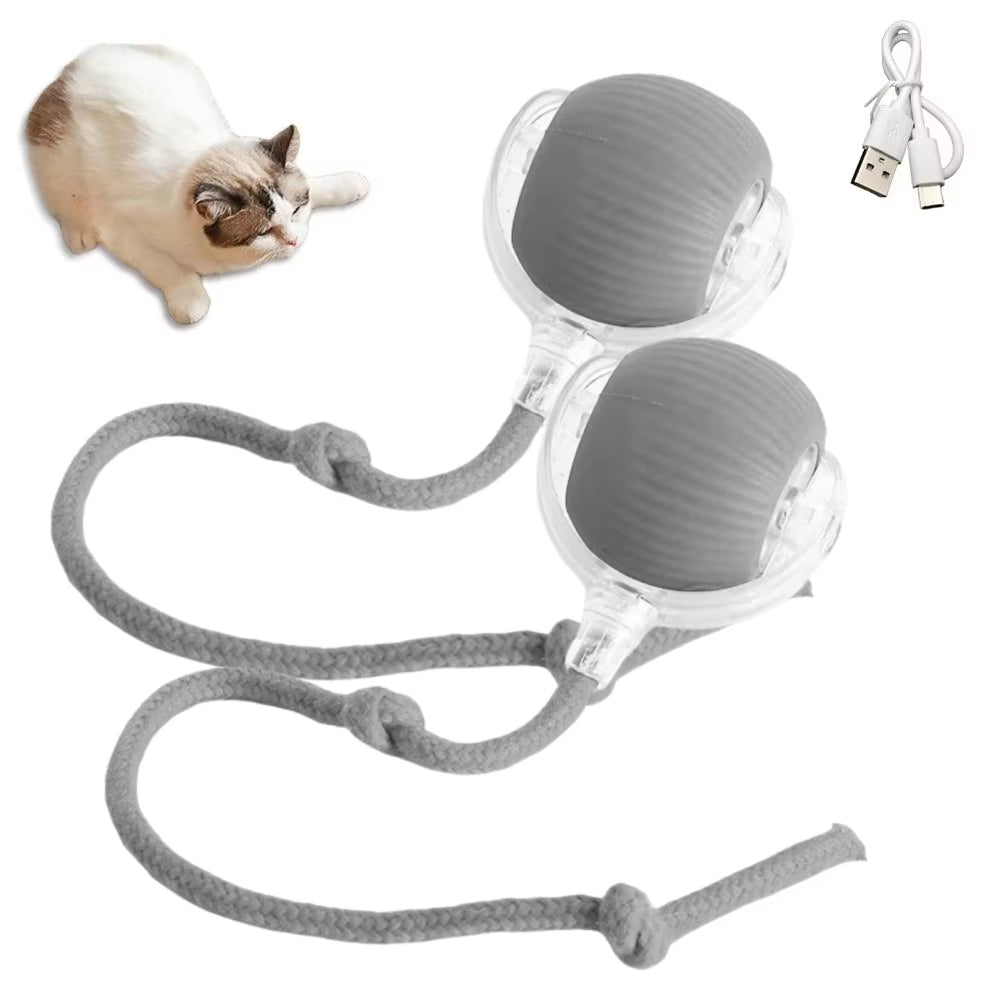 cat interactive ball toys automatic rolling ball faux tail rechargeable smart pet electric toy dog cat training imitate mouse