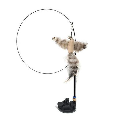 Hands-Free Wire Feather Cat Toy – Suction Cup Teaser Wand with Flexible Steel Wire