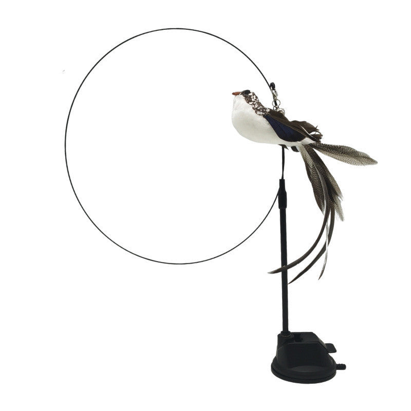 hands-free wire feather cat toy – suction cup teaser wand with flexible steel wire