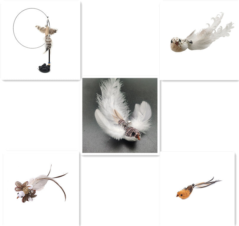 hands-free wire feather cat toy – suction cup teaser wand with flexible steel wire