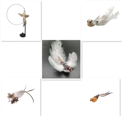 Hands-Free Wire Feather Cat Toy – Suction Cup Teaser Wand with Flexible Steel Wire