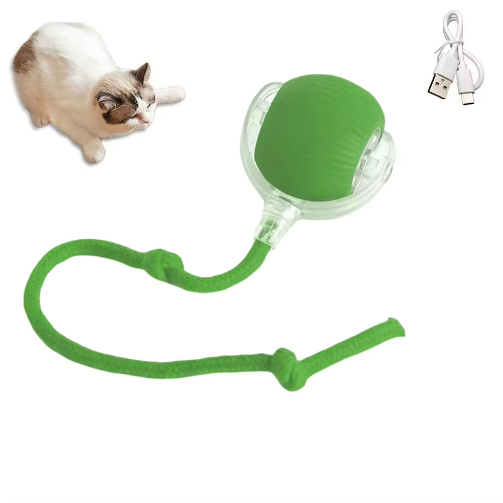 cat interactive ball toys automatic rolling ball faux tail rechargeable smart pet electric toy dog cat training imitate mouse