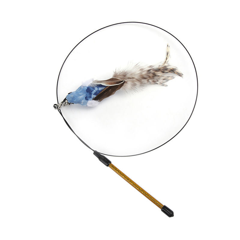 hands-free wire feather cat toy – suction cup teaser wand with flexible steel wire