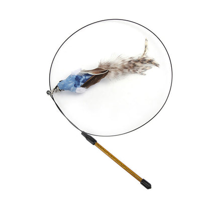 Hands-Free Wire Feather Cat Toy – Suction Cup Teaser Wand with Flexible Steel Wire