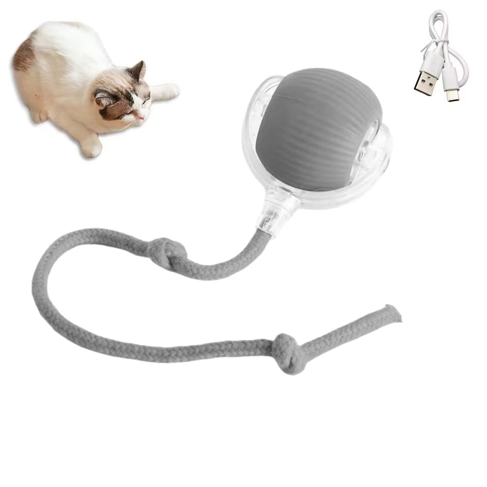 cat interactive ball toys automatic rolling ball faux tail rechargeable smart pet electric toy dog cat training imitate mouse