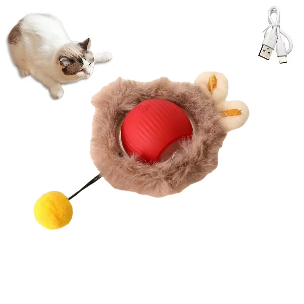 cat interactive ball toys automatic rolling ball faux tail rechargeable smart pet electric toy dog cat training imitate mouse