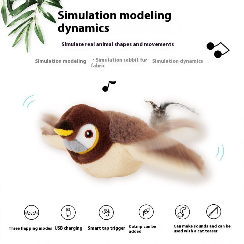 interactive cat plush toys for indoor cats automatic flapping bird cat toy usb rechargeable electronic pet enrichment toys