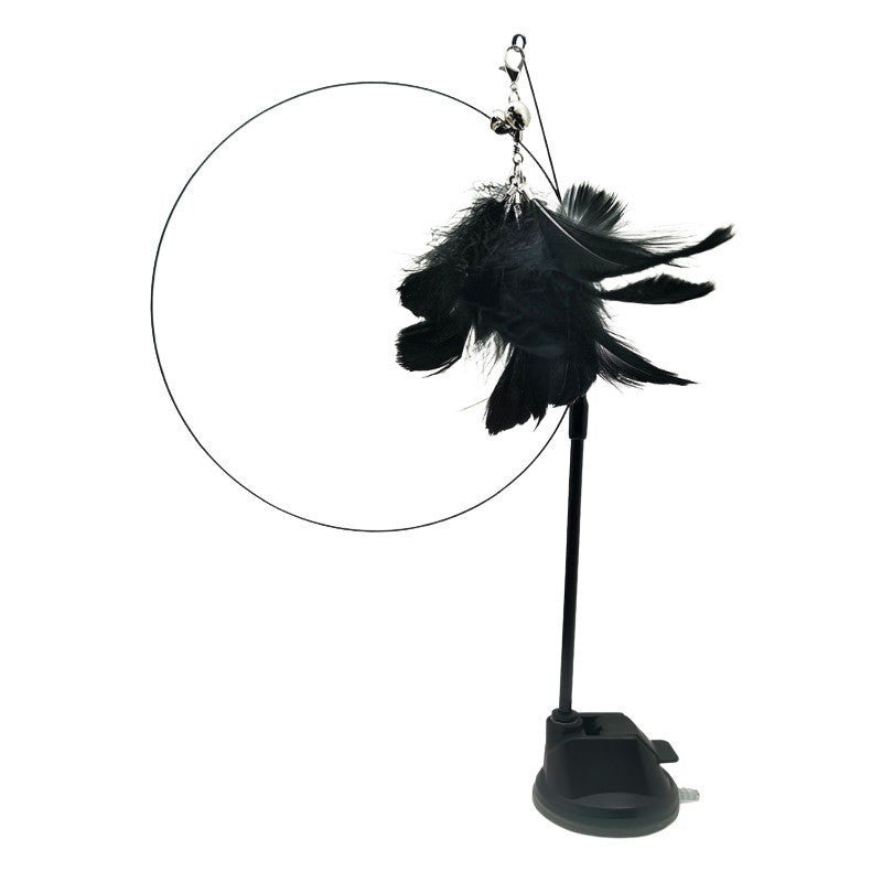 hands-free wire feather cat toy – suction cup teaser wand with flexible steel wire