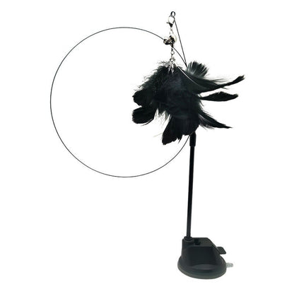 Hands-Free Wire Feather Cat Toy – Suction Cup Teaser Wand with Flexible Steel Wire