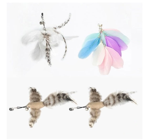 hands-free wire feather cat toy – suction cup teaser wand with flexible steel wire