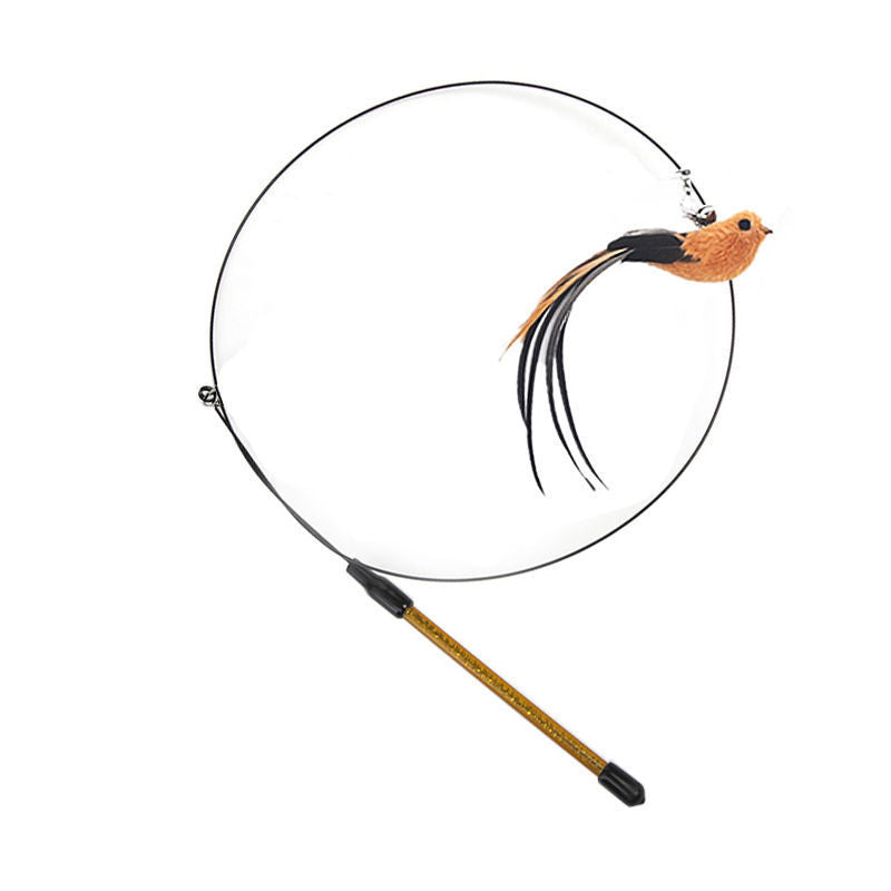hands-free wire feather cat toy – suction cup teaser wand with flexible steel wire