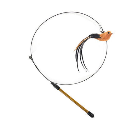 Hands-Free Wire Feather Cat Toy – Suction Cup Teaser Wand with Flexible Steel Wire