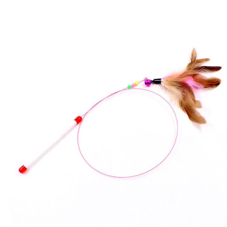 hands-free wire feather cat toy – suction cup teaser wand with flexible steel wire