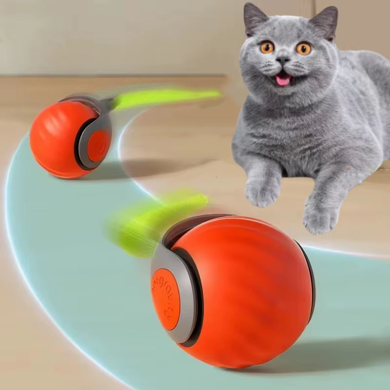 cat interactive ball toys automatic rolling ball faux tail rechargeable smart pet electric toy dog cat training imitate mouse