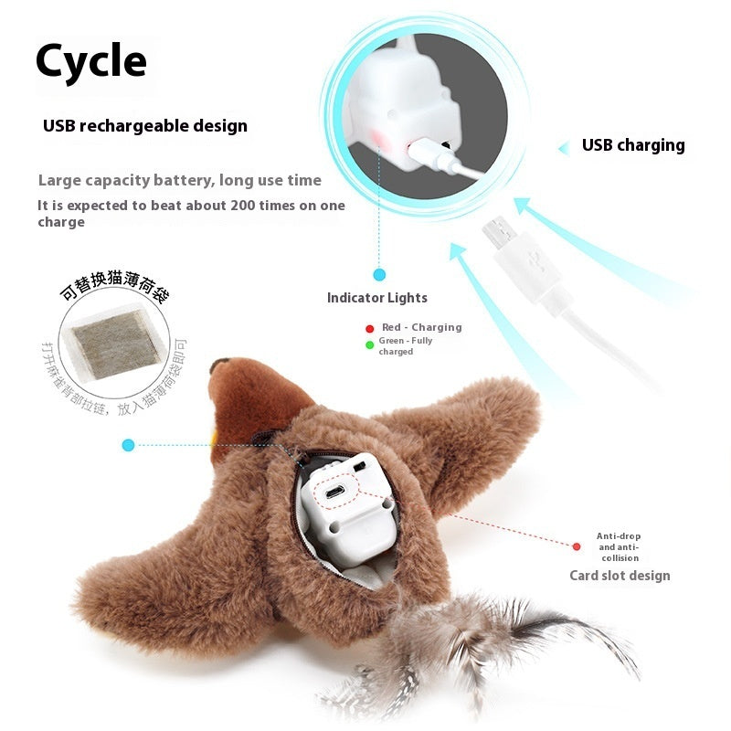 interactive cat plush toys for indoor cats automatic flapping bird cat toy usb rechargeable electronic pet enrichment toys