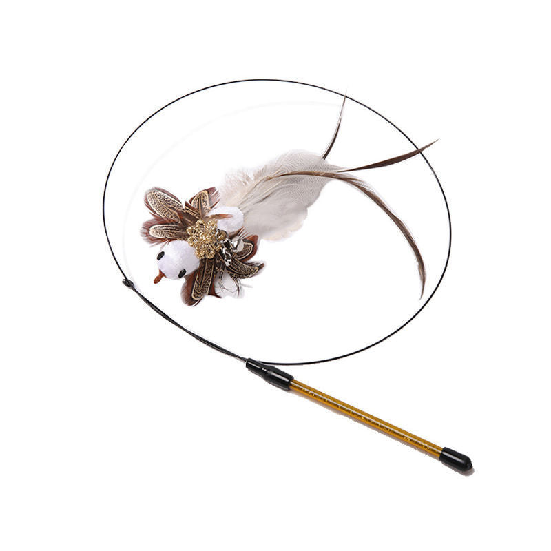 hands-free wire feather cat toy – suction cup teaser wand with flexible steel wire
