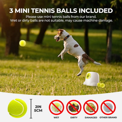 Dog Pet Toys Tennis Launcher Automatic Throwing Machine Pet Ball Throw Device 3/6/9M Section Emission with 3 Balls Dog Training