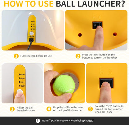 Dog Launcher Automatic Dogs Chase Toy Tennis Throwing Pinball Machine Fun Interactive Throw Rechargable Catapult USB Charging